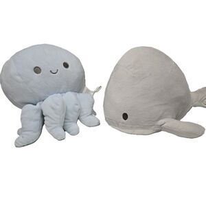 Kellytoy Baby Ocean Plush Blue Octopus Gray Whale Lot of 2 Stuffed Sea Animals